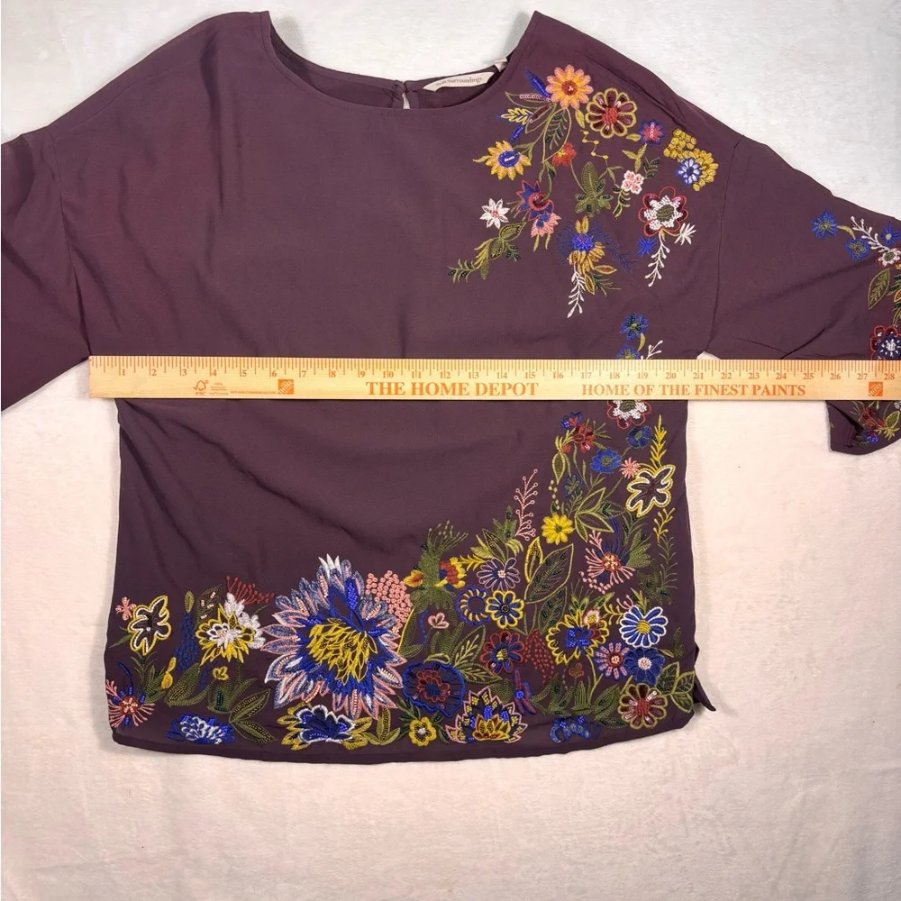 Soft Surroundings Moonbeam Top Embroidered Floral Boho Romantic Cottagecore Sz S